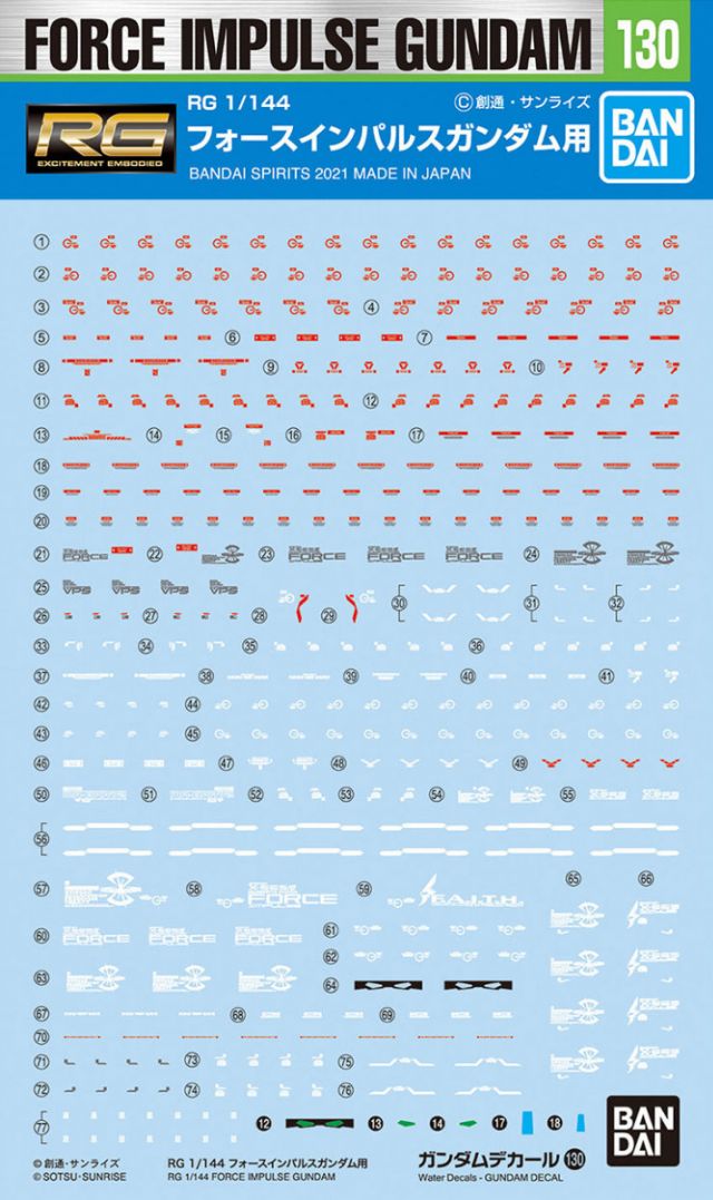 Gundam Decal 130 - RG Force Impulse Gundam